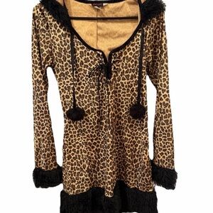Dreamgirl Leopard Print Robe with Black Details